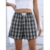 imageANRABESS Shorts for Women 2026 Summer Casual Lounge Pajama Sleep Gingham Boxer Shorts Soft Comfy Beach Pj Bottoms PocketsBlack White Plaid