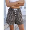 imageANRABESS Shorts for Women 2026 Summer Casual Lounge Pajama Sleep Gingham Boxer Shorts Soft Comfy Beach Pj Bottoms PocketsBrown Grey Plaid