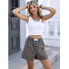 imageANRABESS Shorts for Women 2026 Summer Casual Lounge Pajama Sleep Gingham Boxer Shorts Soft Comfy Beach Pj Bottoms PocketsBrown Grey Plaid