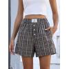 imageANRABESS Shorts for Women 2026 Summer Casual Lounge Pajama Sleep Gingham Boxer Shorts Soft Comfy Beach Pj Bottoms PocketsBrown Grey Plaid