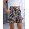 imageANRABESS Shorts for Women 2026 Summer Casual Lounge Pajama Sleep Gingham Boxer Shorts Soft Comfy Beach Pj Bottoms PocketsBrown Grey Plaid