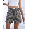 imageANRABESS Shorts for Women 2026 Summer Casual Lounge Pajama Sleep Gingham Boxer Shorts Soft Comfy Beach Pj Bottoms PocketsBrown Grey Plaid