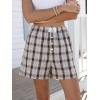imageANRABESS Shorts for Women 2026 Summer Casual Lounge Pajama Sleep Gingham Boxer Shorts Soft Comfy Beach Pj Bottoms PocketsMulti Apricot Plaid