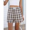 imageANRABESS Shorts for Women 2026 Summer Casual Lounge Pajama Sleep Gingham Boxer Shorts Soft Comfy Beach Pj Bottoms PocketsMulti Apricot Plaid