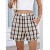imageANRABESS Shorts for Women 2026 Summer Casual Lounge Pajama Sleep Gingham Boxer Shorts Soft Comfy Beach Pj Bottoms PocketsMulti Apricot Plaid