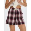imageANRABESS Shorts for Women 2026 Summer Casual Lounge Pajama Sleep Gingham Boxer Shorts Soft Comfy Beach Pj Bottoms PocketsRed Black Plaid