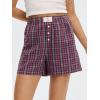 imageANRABESS Shorts for Women 2026 Summer Casual Lounge Pajama Sleep Gingham Boxer Shorts Soft Comfy Beach Pj Bottoms PocketsRed Grey Plaid