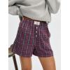 imageANRABESS Shorts for Women 2026 Summer Casual Lounge Pajama Sleep Gingham Boxer Shorts Soft Comfy Beach Pj Bottoms PocketsRed Grey Plaid