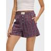 imageANRABESS Shorts for Women 2026 Summer Casual Lounge Pajama Sleep Gingham Boxer Shorts Soft Comfy Beach Pj Bottoms PocketsRed Grey Plaid