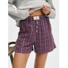imageANRABESS Shorts for Women 2026 Summer Casual Lounge Pajama Sleep Gingham Boxer Shorts Soft Comfy Beach Pj Bottoms PocketsRed Grey Plaid