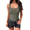 imageANRABESS Tank Tops for Women Summer Basic Ribbed Henley Slim Fitted Sleeveless Cami Shirts Button Up Workout Casual OutfitsArmy Green