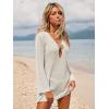 imageANRABESS Women Beach Cover Ups 2026 Summer Crochet Knit Swimwear Mesh Bathing Suit Hollow Out Dress Swimsuit Vacation ClothesBeige