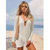 imageANRABESS Women Beach Cover Ups 2026 Summer Crochet Knit Swimwear Mesh Bathing Suit Hollow Out Dress Swimsuit Vacation ClothesBeige