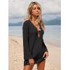 imageANRABESS Women Beach Cover Ups 2026 Summer Crochet Knit Swimwear Mesh Bathing Suit Hollow Out Dress Swimsuit Vacation ClothesBlack