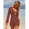 imageANRABESS Women Beach Cover Ups 2026 Summer Crochet Knit Swimwear Mesh Bathing Suit Hollow Out Dress Swimsuit Vacation ClothesBrick Red