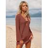 imageANRABESS Women Beach Cover Ups 2026 Summer Crochet Knit Swimwear Mesh Bathing Suit Hollow Out Dress Swimsuit Vacation ClothesBrick Red