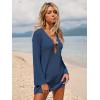 imageANRABESS Women Beach Cover Ups 2026 Summer Crochet Knit Swimwear Mesh Bathing Suit Hollow Out Dress Swimsuit Vacation ClothesDeep Blue