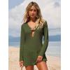 imageANRABESS Women Beach Cover Ups 2026 Summer Crochet Knit Swimwear Mesh Bathing Suit Hollow Out Dress Swimsuit Vacation ClothesGreen