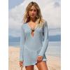 imageANRABESS Women Beach Cover Ups 2026 Summer Crochet Knit Swimwear Mesh Bathing Suit Hollow Out Dress Swimsuit Vacation ClothesGrey Blue