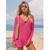 imageANRABESS Women Beach Cover Ups 2026 Summer Crochet Knit Swimwear Mesh Bathing Suit Hollow Out Dress Swimsuit Vacation ClothesHot Pink