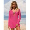 imageANRABESS Women Beach Cover Ups 2026 Summer Crochet Knit Swimwear Mesh Bathing Suit Hollow Out Dress Swimsuit Vacation ClothesHot Pink