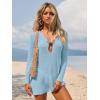 imageANRABESS Women Beach Cover Ups 2026 Summer Crochet Knit Swimwear Mesh Bathing Suit Hollow Out Dress Swimsuit Vacation ClothesLight Blue