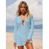 imageANRABESS Women Beach Cover Ups 2026 Summer Crochet Knit Swimwear Mesh Bathing Suit Hollow Out Dress Swimsuit Vacation ClothesLight Blue