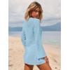 imageANRABESS Women Beach Cover Ups 2026 Summer Crochet Knit Swimwear Mesh Bathing Suit Hollow Out Dress Swimsuit Vacation ClothesLight Blue