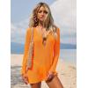 imageANRABESS Women Beach Cover Ups 2026 Summer Crochet Knit Swimwear Mesh Bathing Suit Hollow Out Dress Swimsuit Vacation ClothesOrange