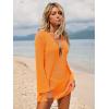 imageANRABESS Women Beach Cover Ups 2026 Summer Crochet Knit Swimwear Mesh Bathing Suit Hollow Out Dress Swimsuit Vacation ClothesOrange