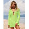 imageANRABESS Women Beach Cover Ups 2026 Summer Crochet Knit Swimwear Mesh Bathing Suit Hollow Out Dress Swimsuit Vacation ClothesPea Green