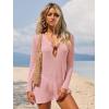 imageANRABESS Women Beach Cover Ups 2026 Summer Crochet Knit Swimwear Mesh Bathing Suit Hollow Out Dress Swimsuit Vacation ClothesPink