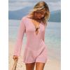 imageANRABESS Women Beach Cover Ups 2026 Summer Crochet Knit Swimwear Mesh Bathing Suit Hollow Out Dress Swimsuit Vacation ClothesPink