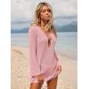 imageANRABESS Women Beach Cover Ups 2026 Summer Crochet Knit Swimwear Mesh Bathing Suit Hollow Out Dress Swimsuit Vacation ClothesPink
