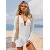 imageANRABESS Women Beach Cover Ups 2026 Summer Crochet Knit Swimwear Mesh Bathing Suit Hollow Out Dress Swimsuit Vacation ClothesWhite