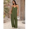 imageANRABESS Women Jumpsuits 2026 Casual Sleeveless Spaghetti Strap Boho Wide Leg Rompers Summer Outfits Beach Vacation ClothesArmygreen