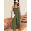 imageANRABESS Women Jumpsuits 2026 Casual Sleeveless Spaghetti Strap Boho Wide Leg Rompers Summer Outfits Beach Vacation ClothesArmygreen