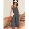 imageANRABESS Women Jumpsuits 2026 Casual Sleeveless Spaghetti Strap Boho Wide Leg Rompers Summer Outfits Beach Vacation ClothesGrey
