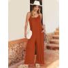 imageANRABESS Women Jumpsuits 2026 Casual Sleeveless Spaghetti Strap Boho Wide Leg Rompers Summer Outfits Beach Vacation ClothesRust