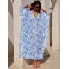 imageANRABESS Women Kaftan Moo Moos Dresses Floral Batwing Sleeve V Neck Beach Swimsuit Cover Up Caftan Maxi DressBlue Flower