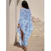 imageANRABESS Women Kaftan Moo Moos Dresses Floral Batwing Sleeve V Neck Beach Swimsuit Cover Up Caftan Maxi DressBlue Flower