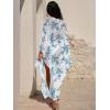 imageANRABESS Women Kaftan Moo Moos Dresses Floral Batwing Sleeve V Neck Beach Swimsuit Cover Up Caftan Maxi DressBlue Leaves