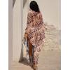 imageANRABESS Women Kaftan Moo Moos Dresses Floral Batwing Sleeve V Neck Beach Swimsuit Cover Up Caftan Maxi DressKhaki Brown Floral