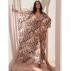 imageANRABESS Women Kaftan Moo Moos Dresses Floral Batwing Sleeve V Neck Beach Swimsuit Cover Up Caftan Maxi DressKhaki Brown Floral
