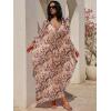 imageANRABESS Women Kaftan Moo Moos Dresses Floral Batwing Sleeve V Neck Beach Swimsuit Cover Up Caftan Maxi DressKhaki Brown Floral