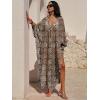 imageANRABESS Women Kaftan Moo Moos Dresses Floral Batwing Sleeve V Neck Beach Swimsuit Cover Up Caftan Maxi DressLeopard