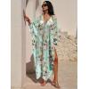 imageANRABESS Women Kaftan Moo Moos Dresses Floral Batwing Sleeve V Neck Beach Swimsuit Cover Up Caftan Maxi DressPink Floral