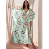imageANRABESS Women Kaftan Moo Moos Dresses Floral Batwing Sleeve V Neck Beach Swimsuit Cover Up Caftan Maxi DressPink Floral