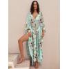 imageANRABESS Women Kaftan Moo Moos Dresses Floral Batwing Sleeve V Neck Beach Swimsuit Cover Up Caftan Maxi DressPink Floral