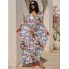 imageANRABESS Women Kaftan Moo Moos Dresses Floral Batwing Sleeve V Neck Beach Swimsuit Cover Up Caftan Maxi DressRed Flowers Green Leaves